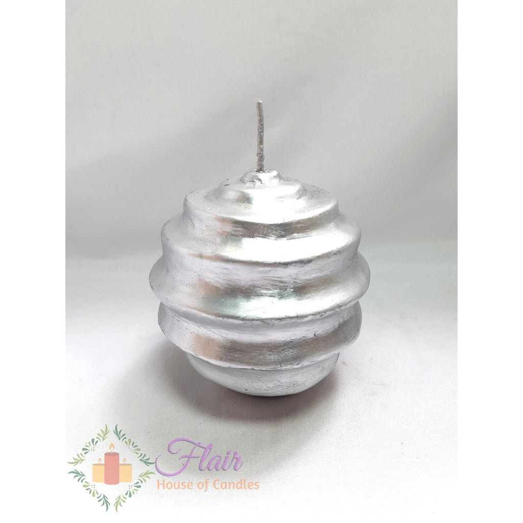 Flair Elegant Honeycomb Silver Ball Candle 10cm Tall