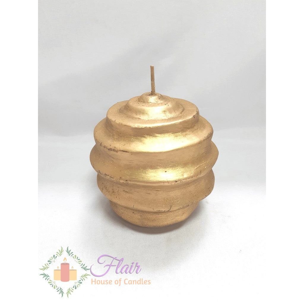 Flair Elegant Honeycomb Gold Ball Candle 10cm Tall