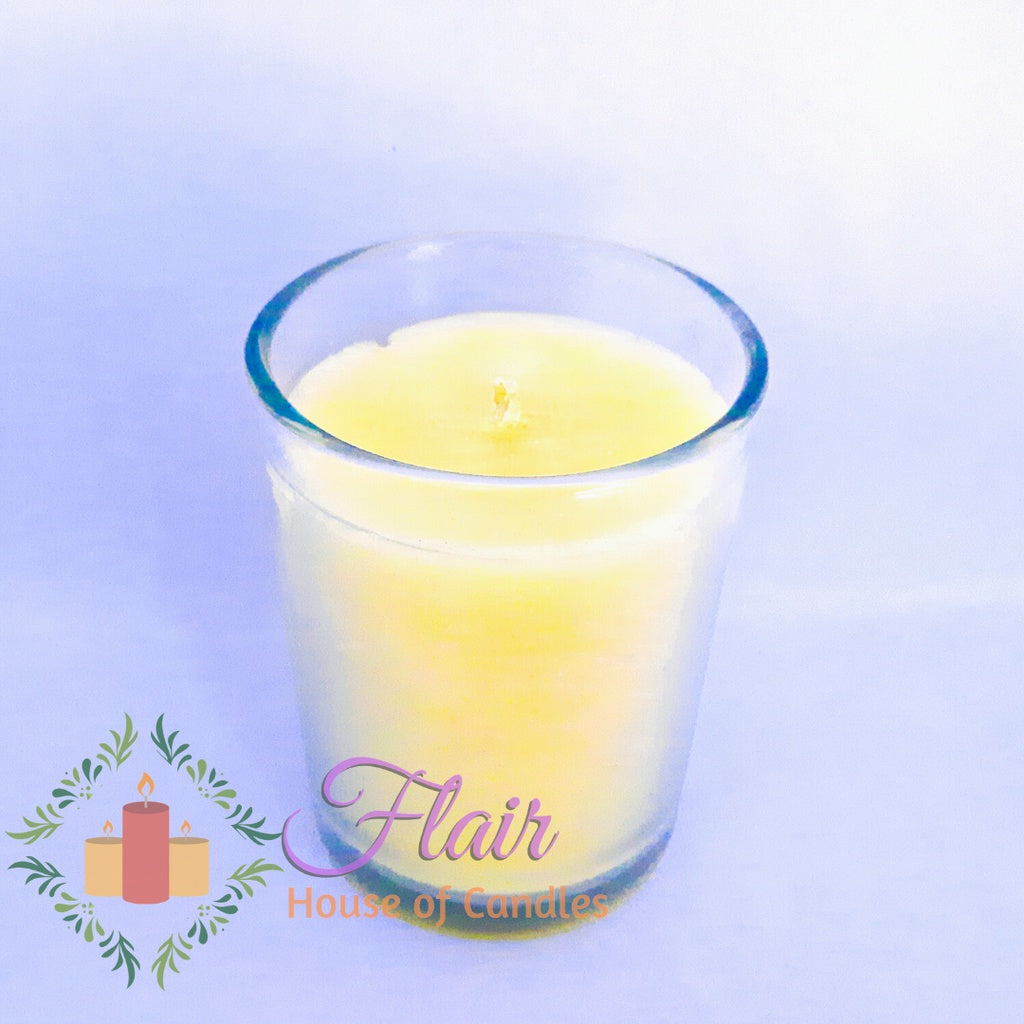 GC03 Large Yellow Votive Glass Candle 9cm Tall