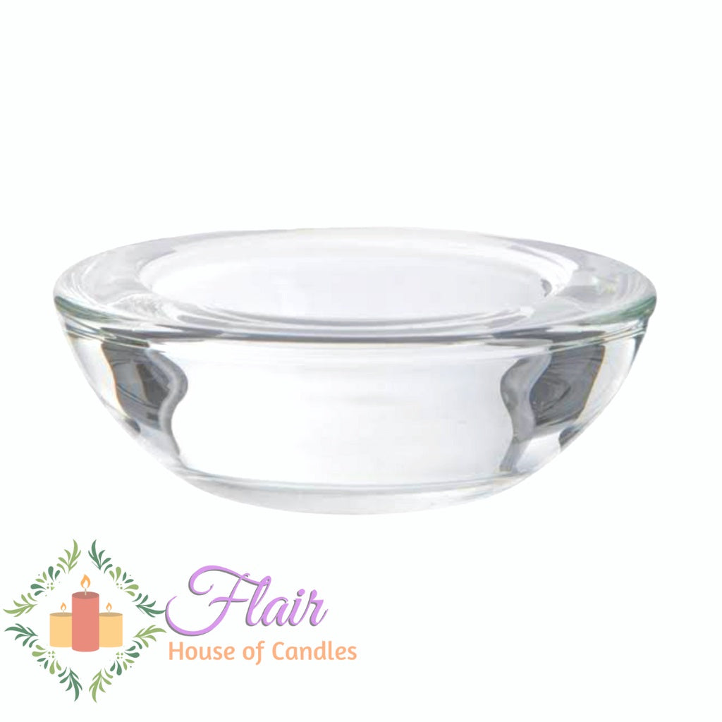 Flair Clear Round Tealight Glass Candle Holder 3cm Tall