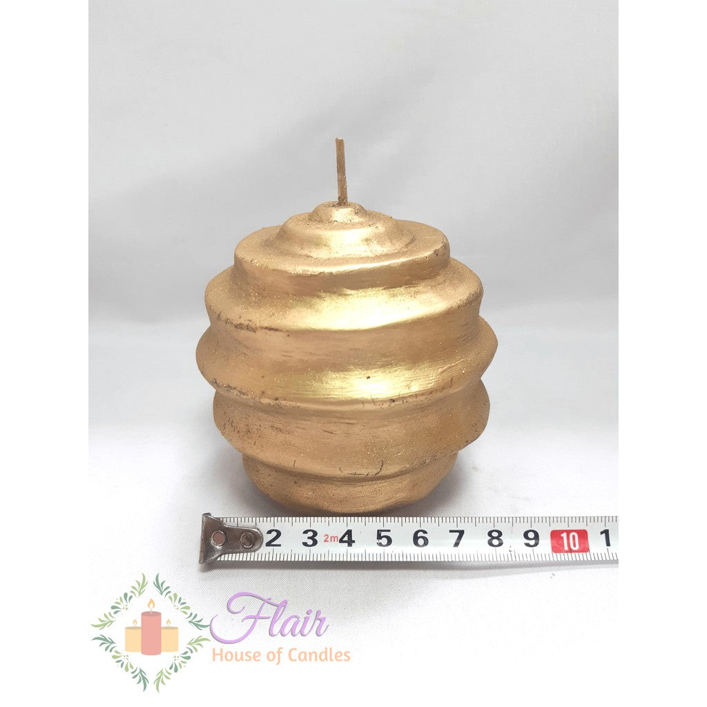 Flair Elegant Honeycomb Gold Ball Candle 10cm Tall