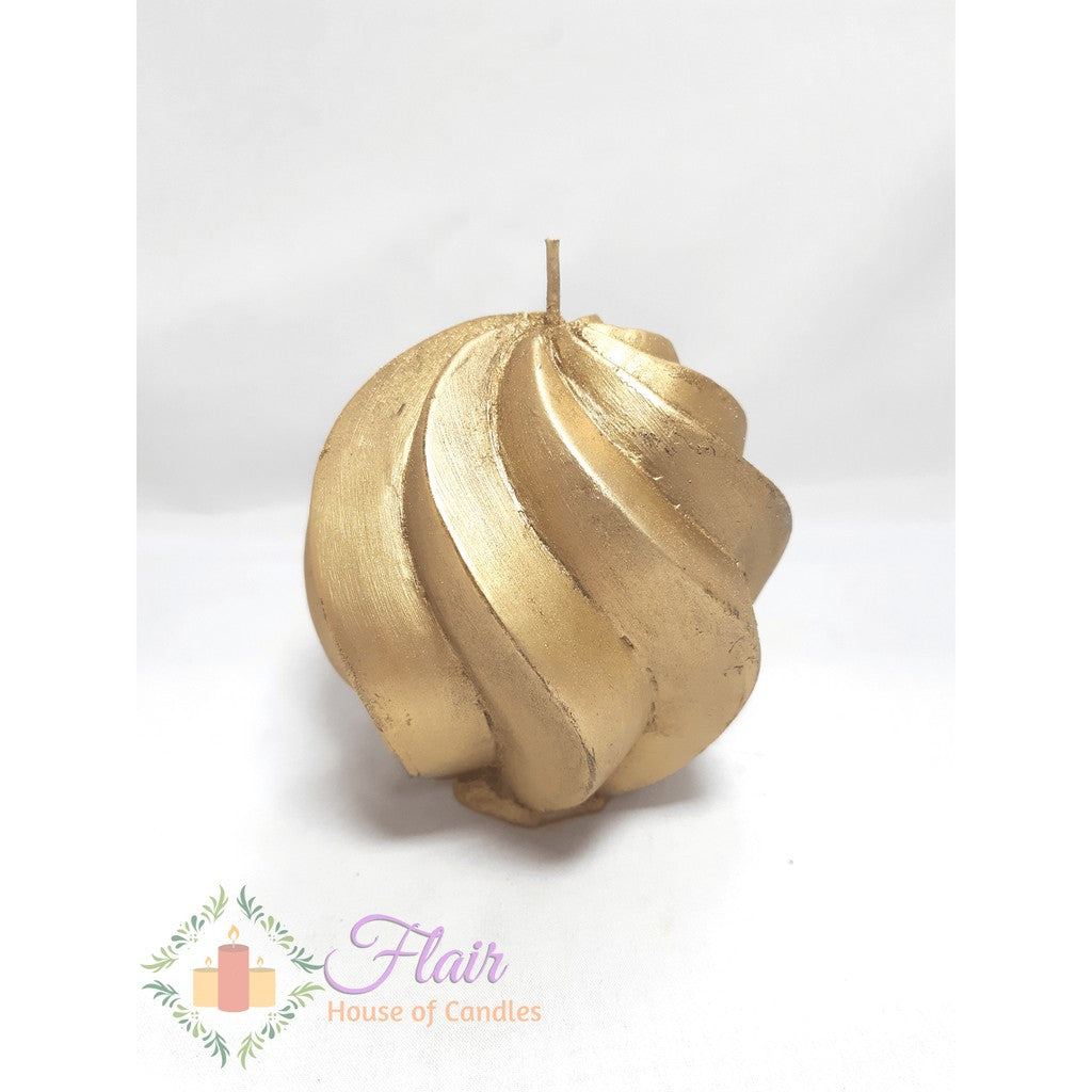 Flair Elegant Spiral Gold Ball Candle 10cm Tall