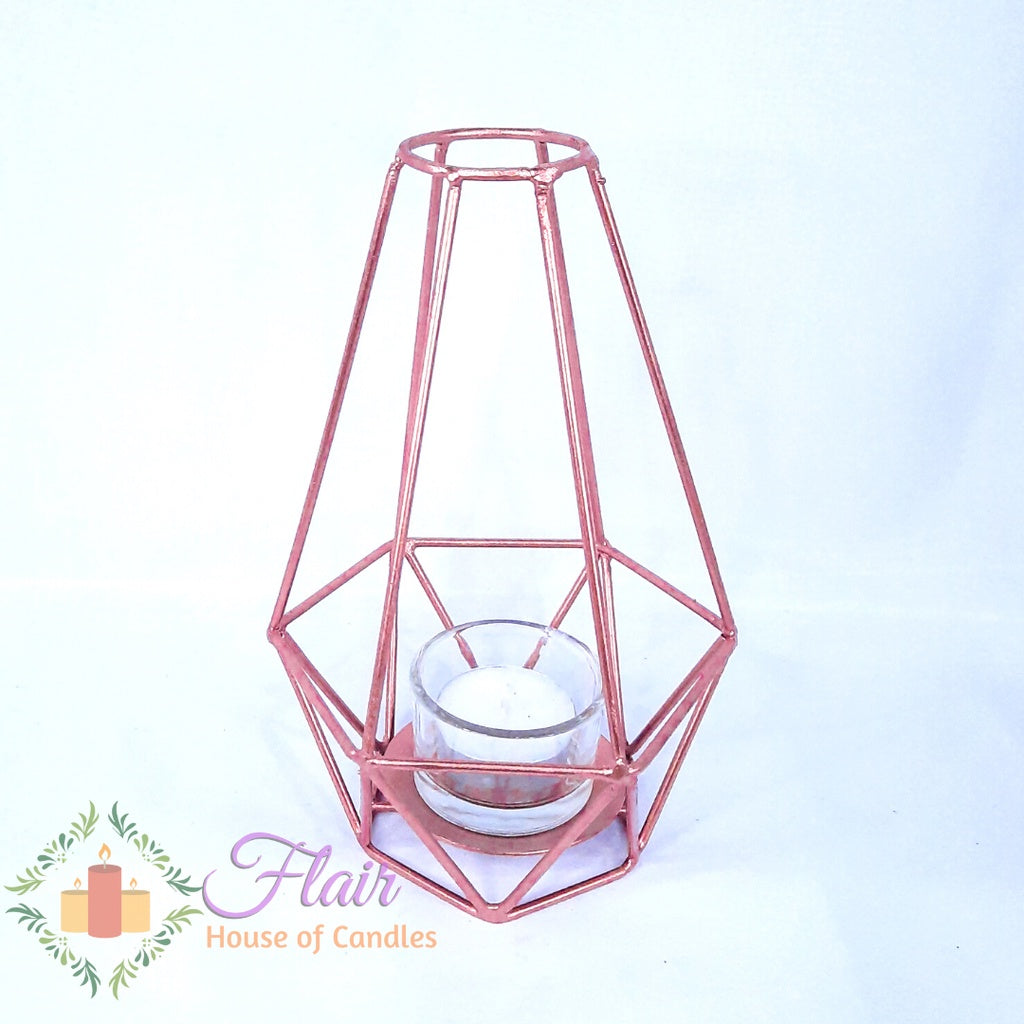 Tubular Metal Cage Tealight Vigil Candle Holder 16cm Tall