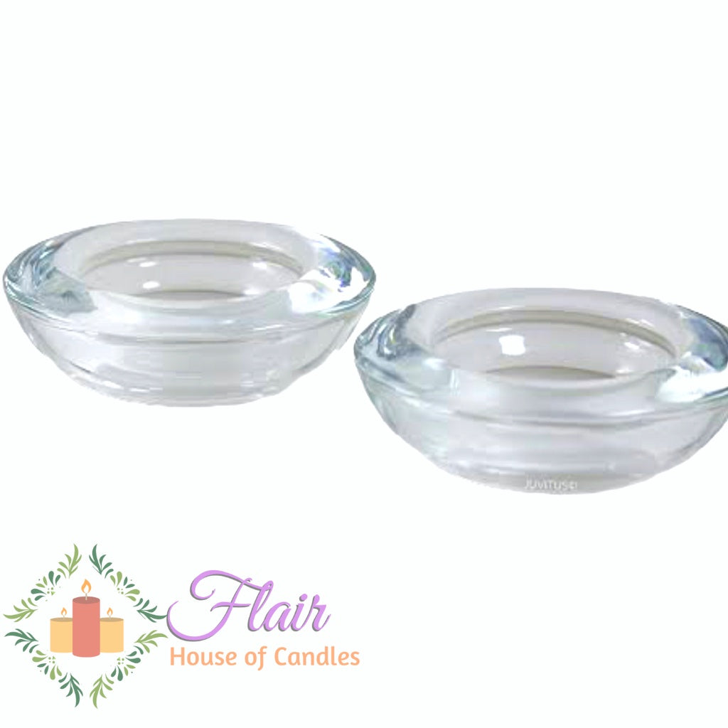 Flair Clear Round Tealight Glass Candle Holder 3cm Tall