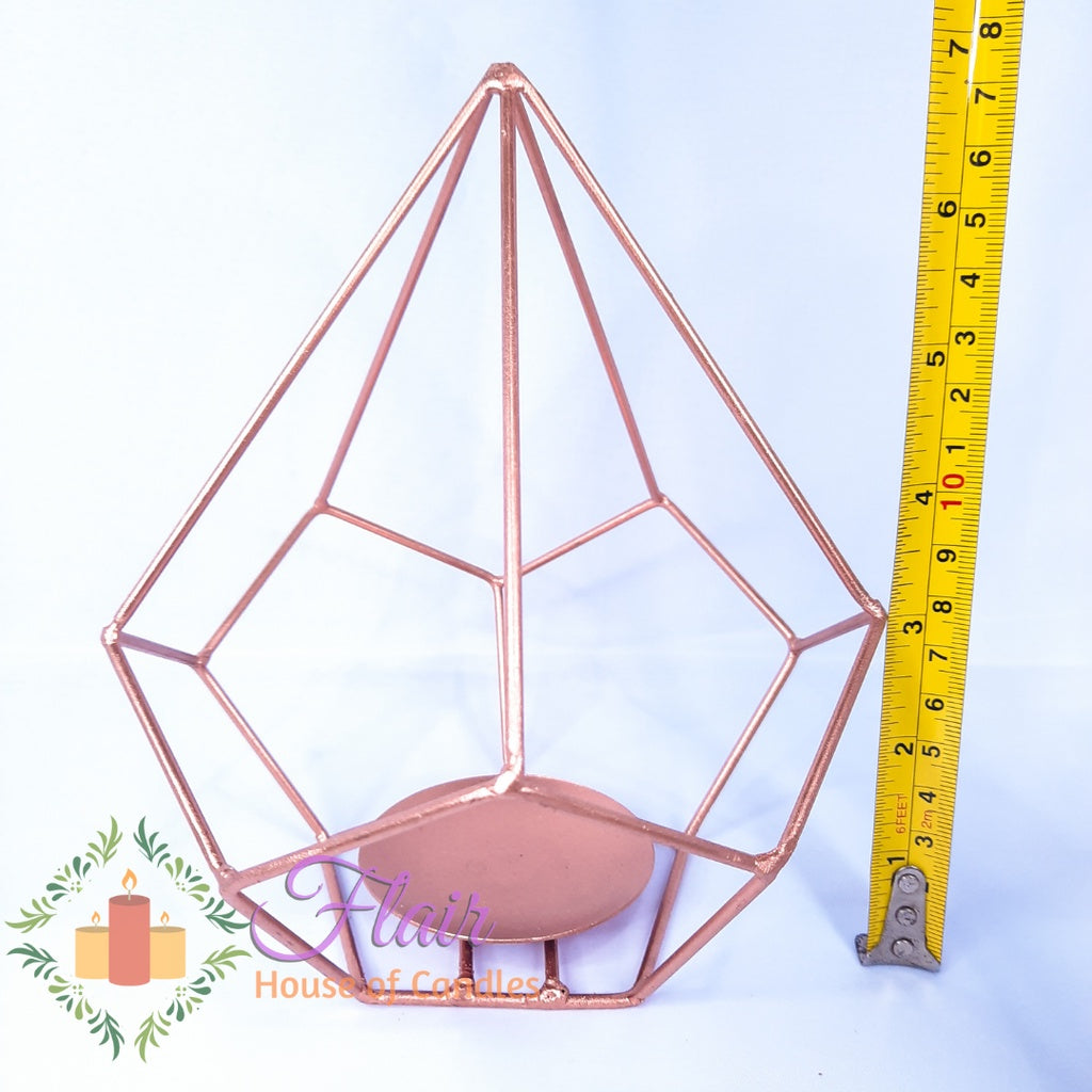 Geometric Metal Cage Tealight Vigil Candle Holder 16cm Tall