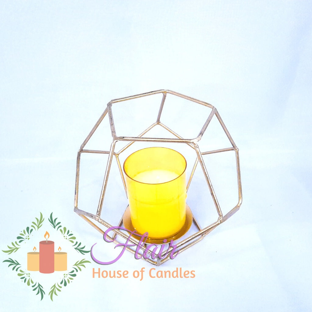 Hexagon Metal Cage Tealight Vigil Candle Holder 15cm Tall