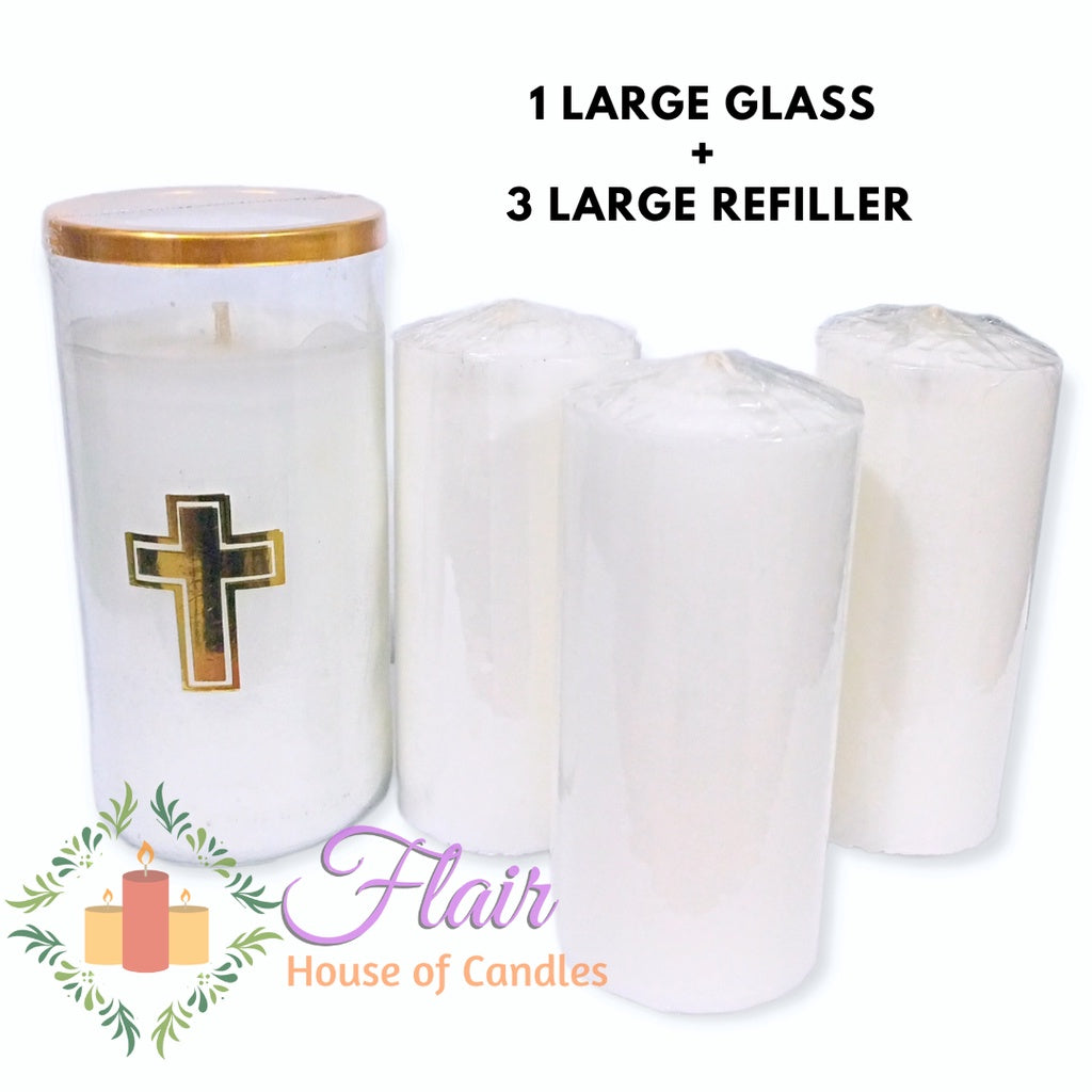 GC85 Large Glass Candle Set | 1pcs GC85 Large Glass Candle with 3pcs Refiller