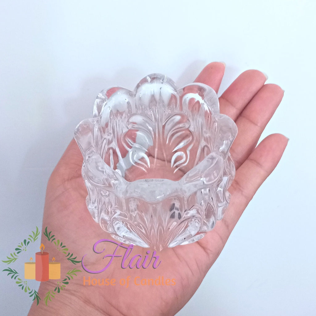 Flair Tulip Flower Shaped Glass Candle Holder 6.5cm Tall