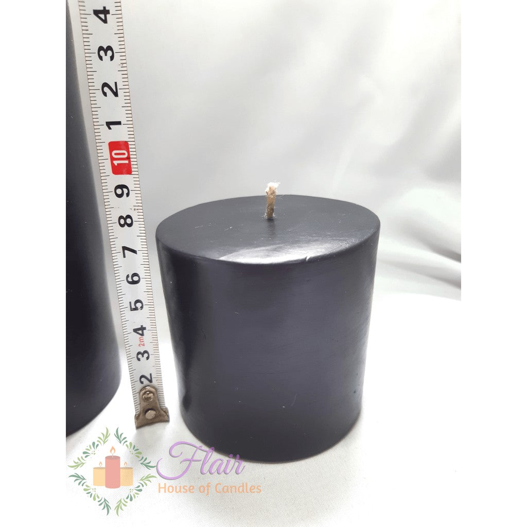 Flair Smokeless Black Pillar Candle | 3 by 3 Inches Tall