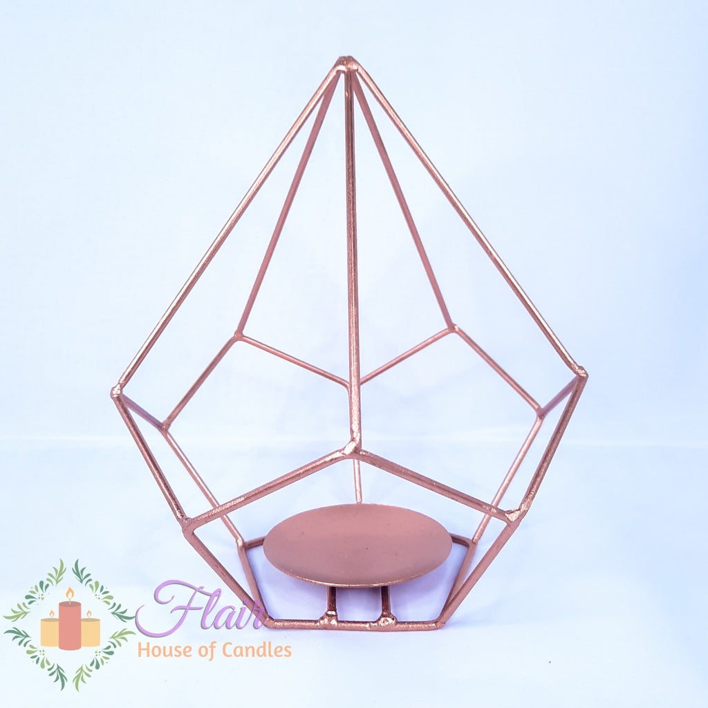 Geometric Metal Cage Tealight Vigil Candle Holder 16cm Tall