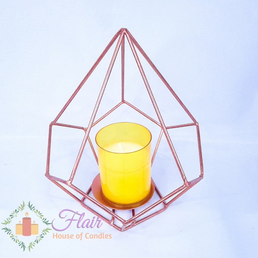 Geometric Metal Cage Tealight Vigil Candle Holder 16cm Tall