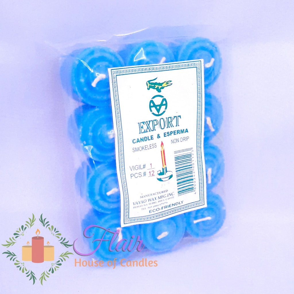 Flair Colored Vigil Candle #1 12pcs per Pack Smokeless and Dripless (2hrs burning time) 2.7cm Tall