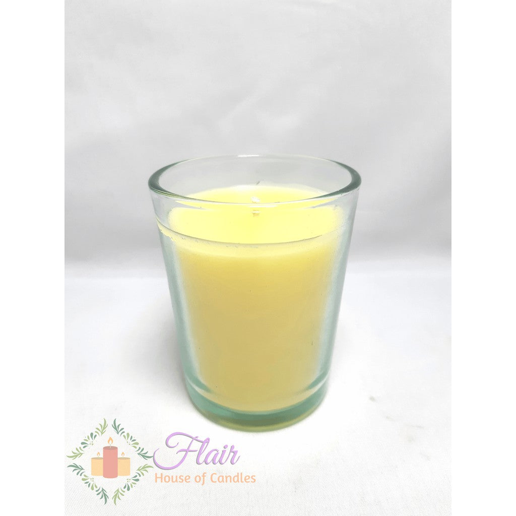 GC03 Large Yellow Votive Glass Candle 9cm Tall