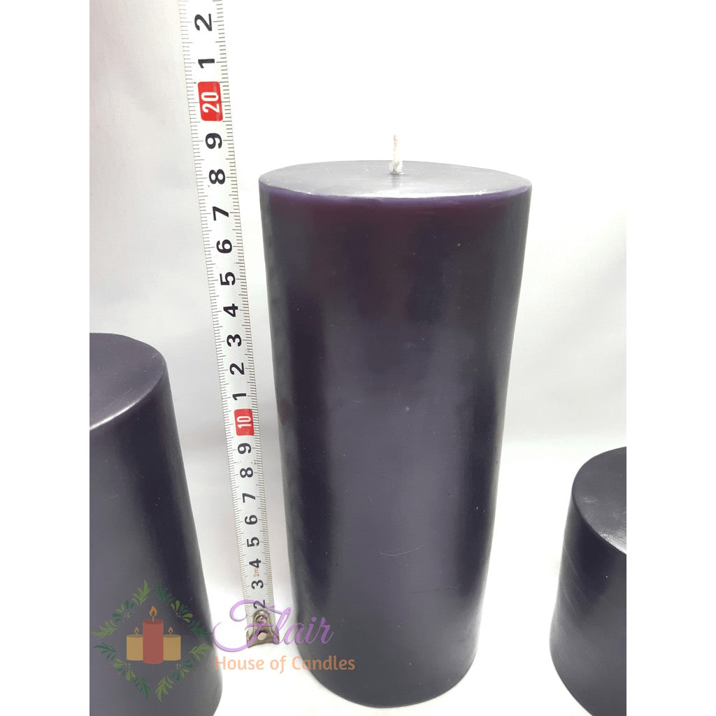 Flair Smokeless Black Pillar Candles Set of 3pcs