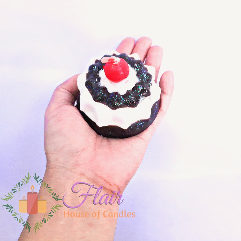 Flair Mini Chocolate Cake with Cherry on Top Candle 4.5cm Tall