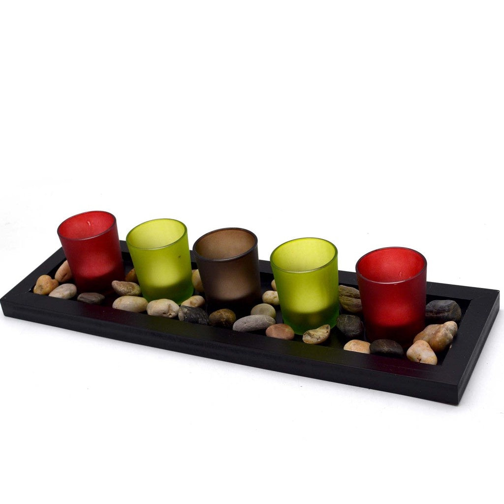 NINA KELLI Decorative Jewel Tone 5pc Candle Set with Tealight Candles