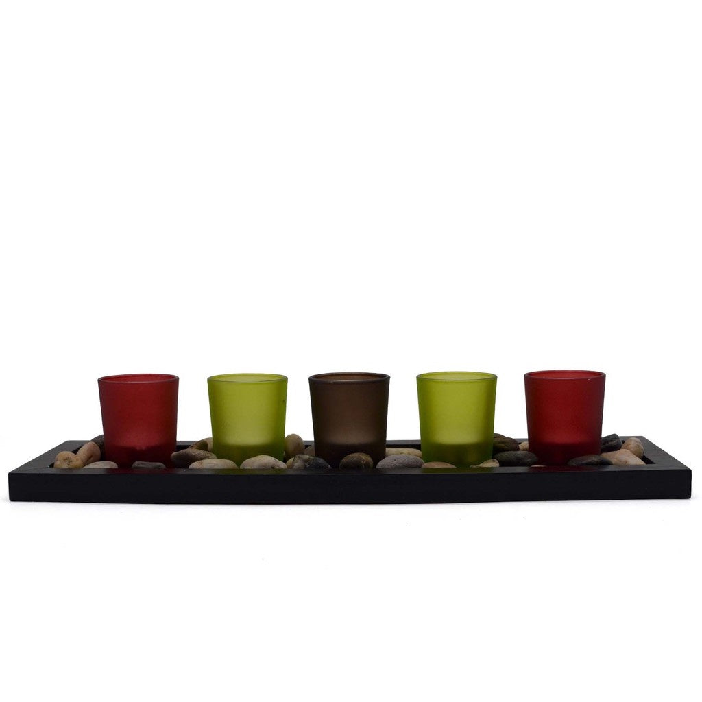 NINA KELLI Decorative Jewel Tone 5pc Candle Set with Tealight Candles