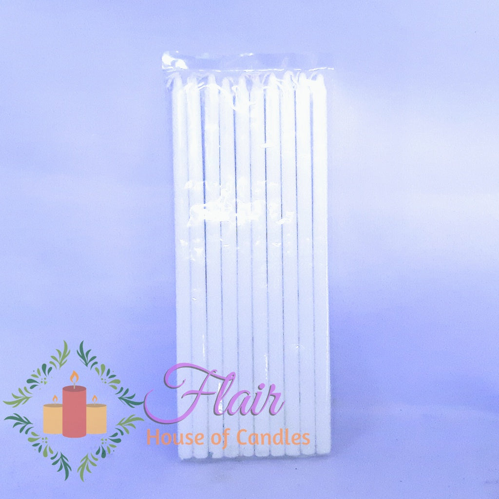 Flair White Procession Candle 10x10 | 10pcs Pack 20.5cm Tall