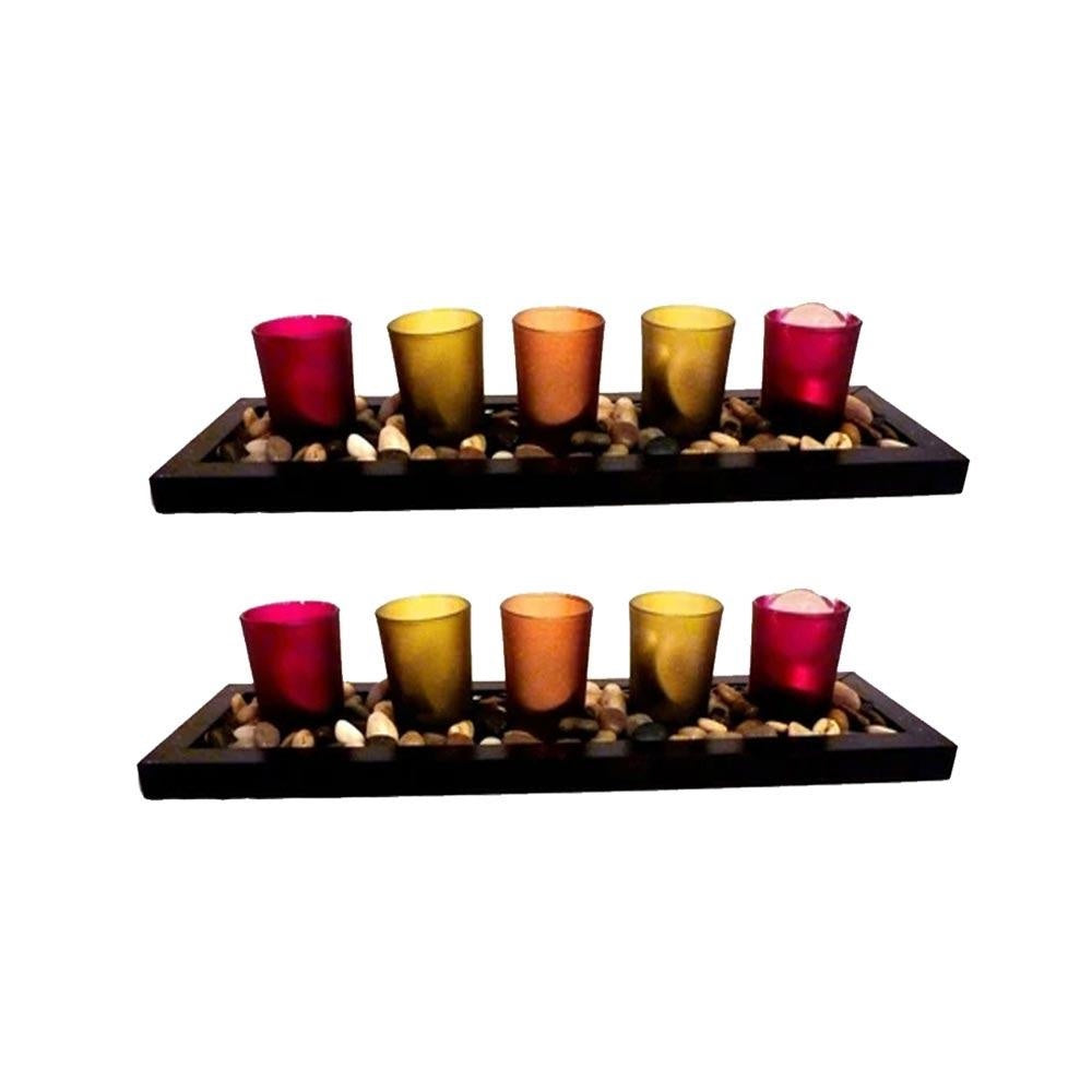 NINA KELLI Decorative Jewel Tone 5pc Candle Set with Tealight Candles