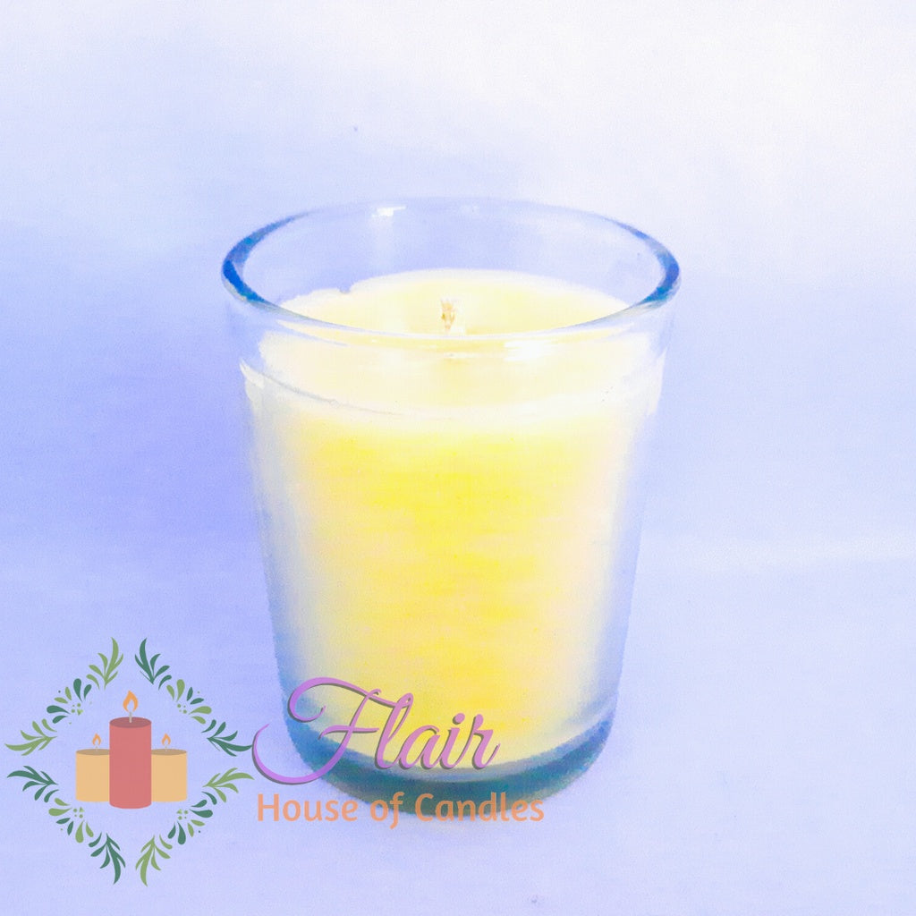 GC03 Large Yellow Votive Glass Candle 9cm Tall