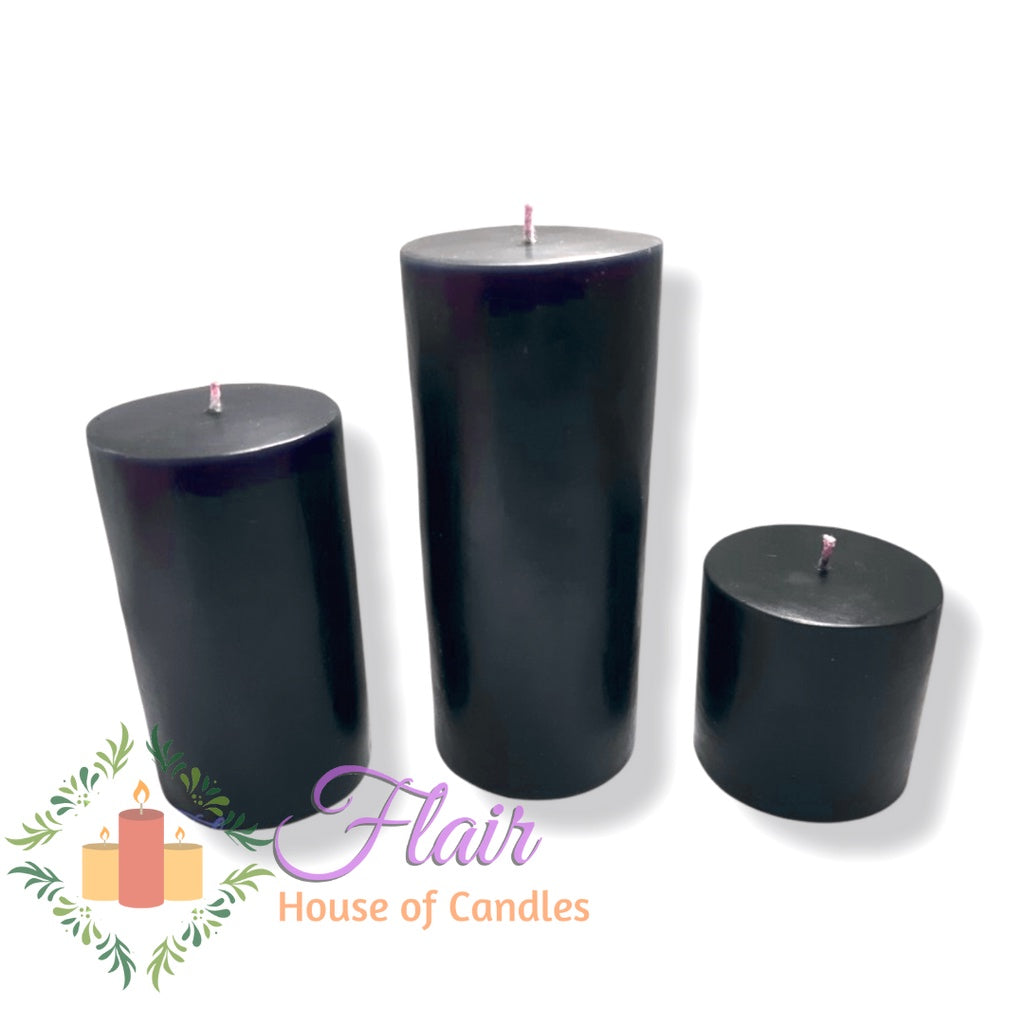 Flair Smokeless Black Pillar Candle | 3 by 3 Inches Tall