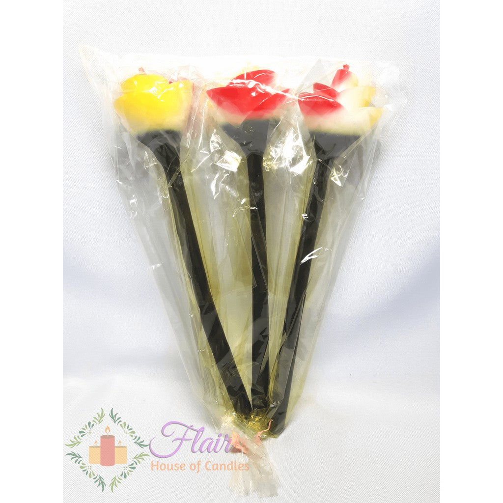 Rose Citronella Scented Colored Candle | 3pcs Pack 28cm Tall