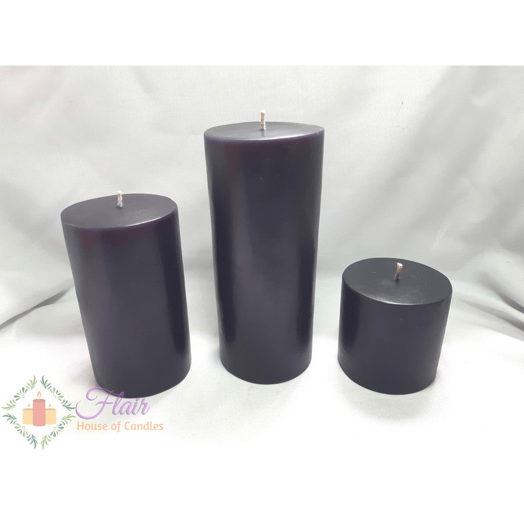 Flair Smokeless Black Pillar Candles Set of 3pcs