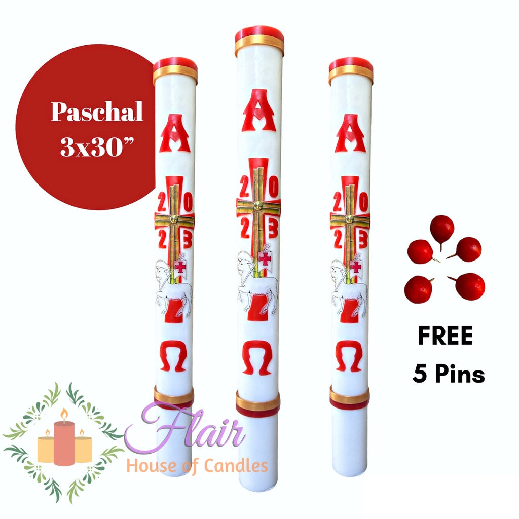 Flair 3 by 30 Inches Paschal Candle | Made to Order