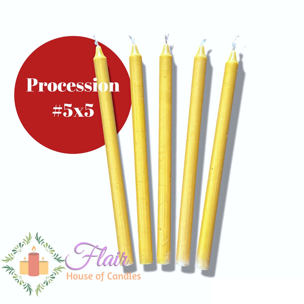 Flair Yellow Procession Candle #5 | 5pcs Pack 27cm Tall