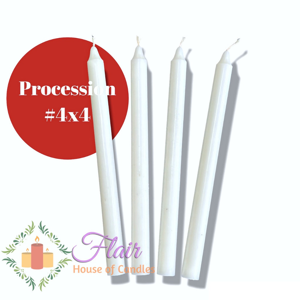 Flair White Procession Candle #4 | 4pcs Pack 27cm Tall