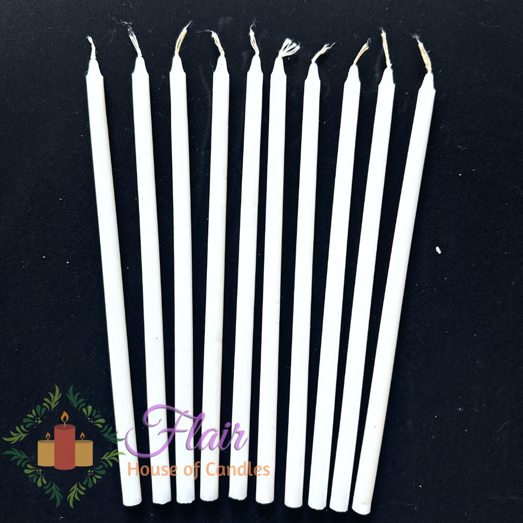 Flair White Procession Candle 10x10 | 10pcs Pack 20.5cm Tall