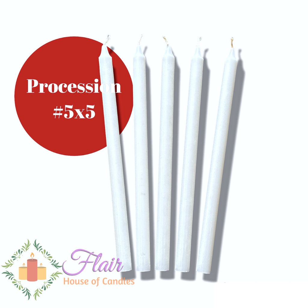 Flair White Procession Candle #5 | 5pcs Pack 27cm Tall