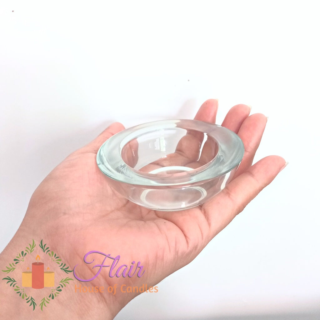 Flair Clear Round Tealight Glass Candle Holder 3cm Tall