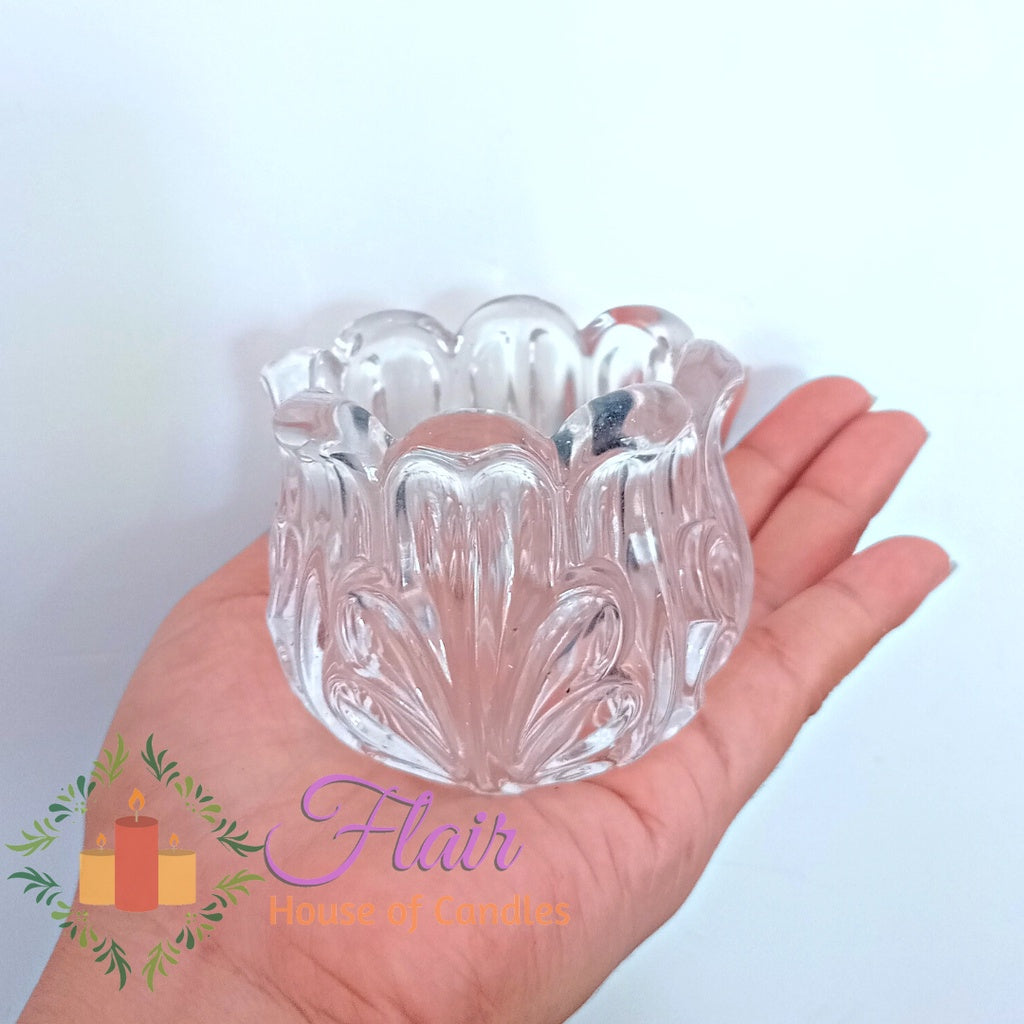 Flair Tulip Flower Shaped Glass Candle Holder 6.5cm Tall