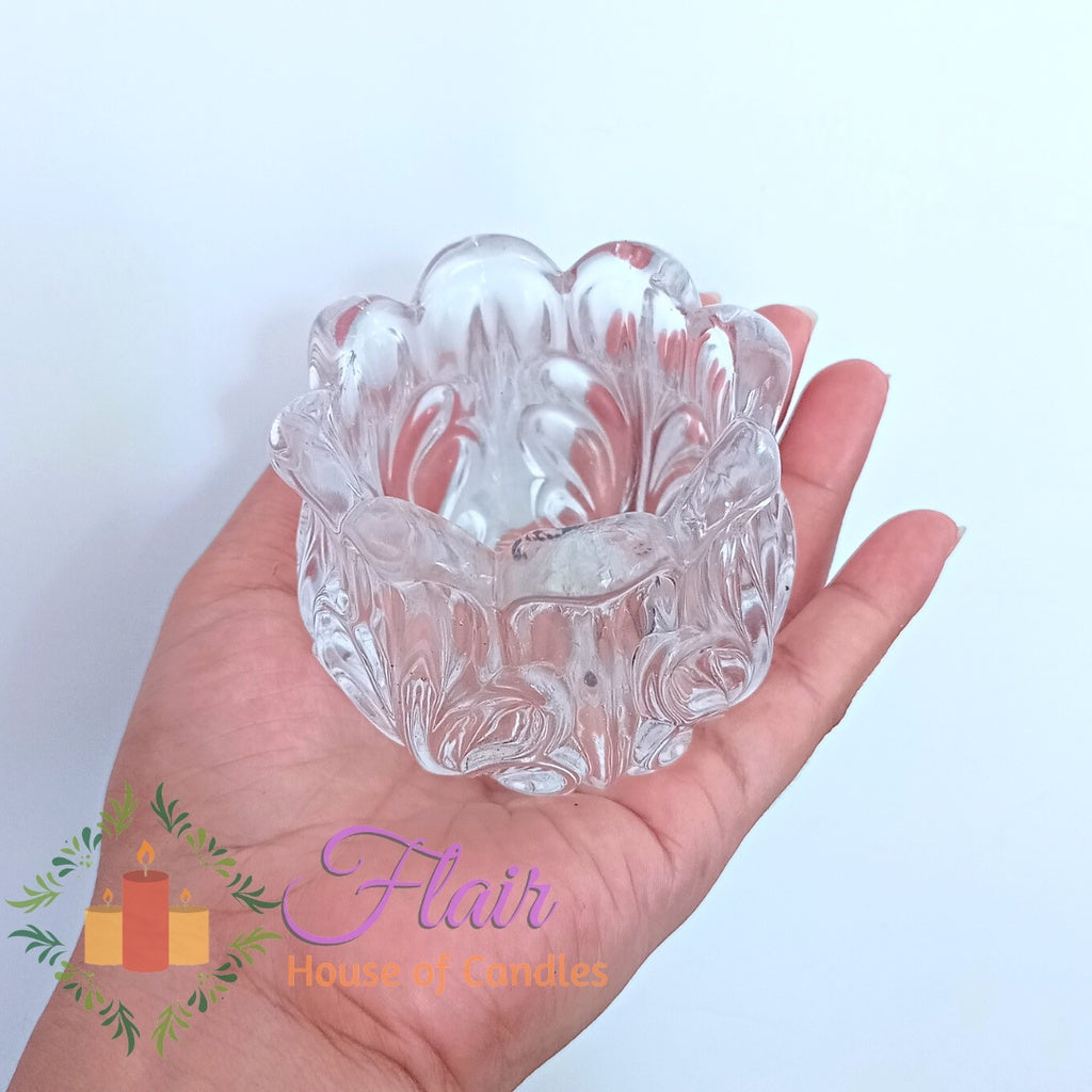 Flair Tulip Flower Shaped Glass Candle Holder 6.5cm Tall