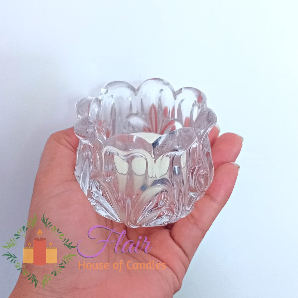 Flair Tulip Flower Shaped Glass Candle Holder 6.5cm Tall